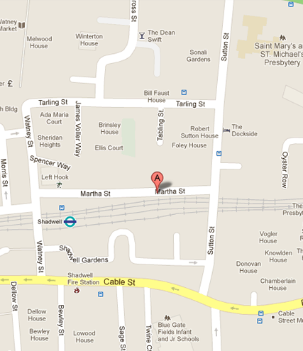 map illustrating the way to the premises of Wades And Ellie